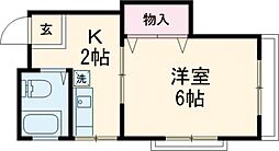 イシバシビル 3階1Kの間取り