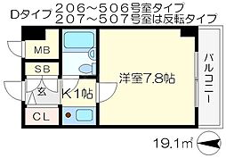 FLATS54 3階1Kの間取り