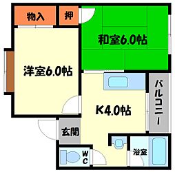 Osaka Metro今里筋線 清水駅 徒歩10分の賃貸アパート 3階2Kの間取り