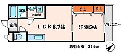 Osaka Metro今里筋線 清水駅 徒歩13分の賃貸アパート 1階1LDKの間取り