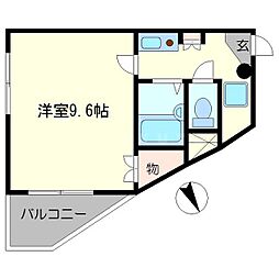 阪急京都本線 大宮駅 徒歩7分の賃貸マンション 3階1Kの間取り