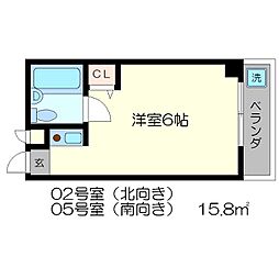 京都地下鉄東西線 京都市役所前駅 徒歩4分の賃貸マンション 4階1Kの間取り