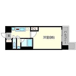 ベラジオ五条堀川II 6階1Kの間取り