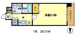ベラジオ烏丸三条 2階1Kの間取り