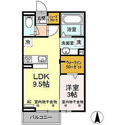 キートスマルカB 1LDKの間取図画像