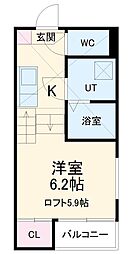 グランメゾン桜 1階1Kの間取り