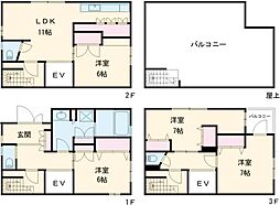 東日暮里三丁目戸建て 3階4LDKの間取り