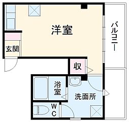 JR東海道本線 豊橋駅 徒歩3分の賃貸マンション 2階1Kの間取り