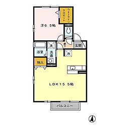 ヴィエントB 1LDKの間取図画像