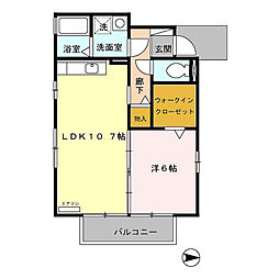 マーメイドシティ 1階1LDKの間取り