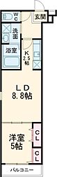 阪急京都本線 茨木市駅 徒歩11分の賃貸アパート 1階1LDKの間取り