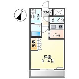 東武小泉線 成島駅 徒歩10分の賃貸アパート 2階1Kの間取り