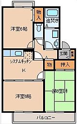 サニーコート田辺Ａ 1階3Kの間取り