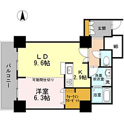 品川シーサイドビュータワー1 1LDKの間取図画像