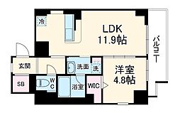 Osaka Metro谷町線 東梅田駅 徒歩5分の賃貸マンション 4階1LDKの間取り