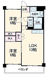 グラシャスベル広幡 5階2LDKの間取り
