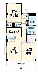 フォレスタ神の倉 1階2LDKの間取り