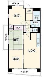 名古屋市営鶴舞線 原駅 徒歩3分の賃貸マンション 9階3LDKの間取り