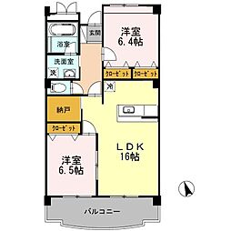 ＰＡＳＴＯＲＡＬ岡崎柱 1階2LDKの間取り