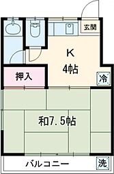 JR南武線 稲城長沼駅 徒歩12分の賃貸アパート 2階1Kの間取り