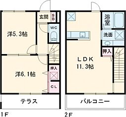 Ｅｍｉｎｅｎｃｅ 1階2LDKの間取り