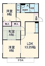 名古屋市営鶴舞線 植田駅 徒歩12分の賃貸アパート 2階3LDKの間取り