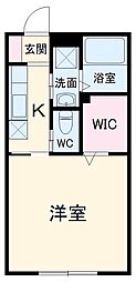 ヒルクレストII 1階1Kの間取り