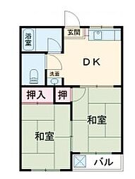 コーポ後藤第2 2階2DKの間取り