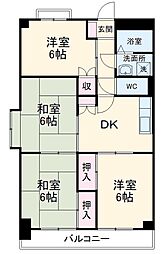 シェモアヤトミ 3階4DKの間取り