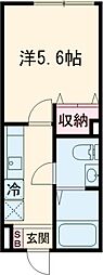 ルノン平井south 2階1Kの間取り