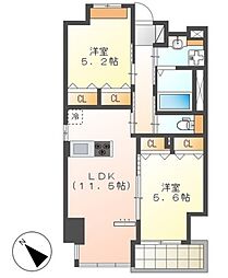 ＧＵＩＬＤ幕張 8階2LDKの間取り