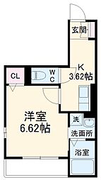 JR東海道本線 岡崎駅 徒歩7分の賃貸アパート 1階1Kの間取り