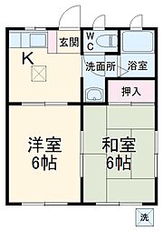 フラット三井 2階2Kの間取り