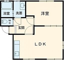 ハイツ中由　Ａ棟 2階1LDKの間取り