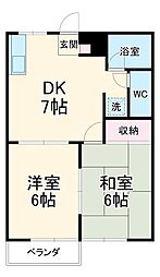名古屋市営桜通線 相生山駅 徒歩19分の賃貸アパート 2階2DKの間取り