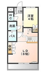 グランド　ソレイユ 2階1LDKの間取り