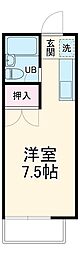 プリンスヒルＢ 2階ワンルームの間取り