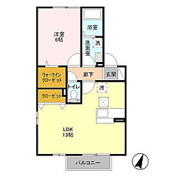 ボナール　Ｂ 1階1LDKの間取り