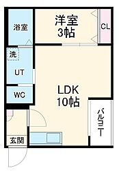 Warren hoshizakiI 3階1LDKの間取り