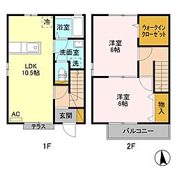 ファミールデュオ 1階2LDKの間取り