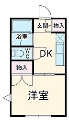名古屋市営鶴舞線 塩釜口駅 徒歩23分の賃貸アパート 2階1Kの間取り