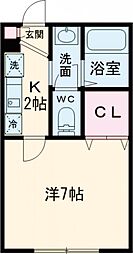 アルカサールII 1階1Kの間取り
