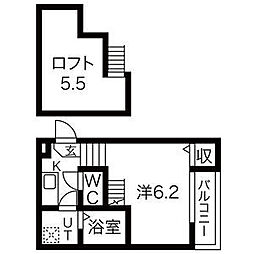 名鉄名古屋本線 呼続駅 徒歩8分の賃貸アパート 1階1Kの間取り