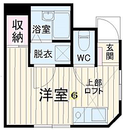 サンライズ実籾 1階ワンルームの間取り