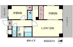 JR山陰本線 二条駅 徒歩10分の賃貸マンション 4階2LDKの間取り