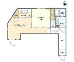 東急目黒線 西小山駅 徒歩5分の賃貸マンション 3階1LDKの間取り