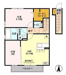 メルベーユ　カルチェ 2階2LDKの間取り
