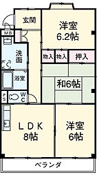 クレール・Ａ 3階3LDKの間取り