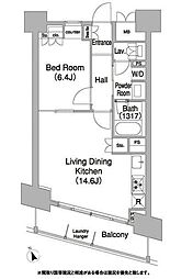 JR山手線 田町駅 徒歩12分の賃貸マンション 6階1LDKの間取り