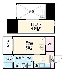 名鉄常滑線 豊田本町駅 徒歩4分の賃貸アパート 1階1Kの間取り